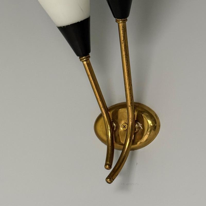 Italian Mid-Century Modern, Wall Sconces, Brass, Opaline Glass, Italy, 1950s - 9