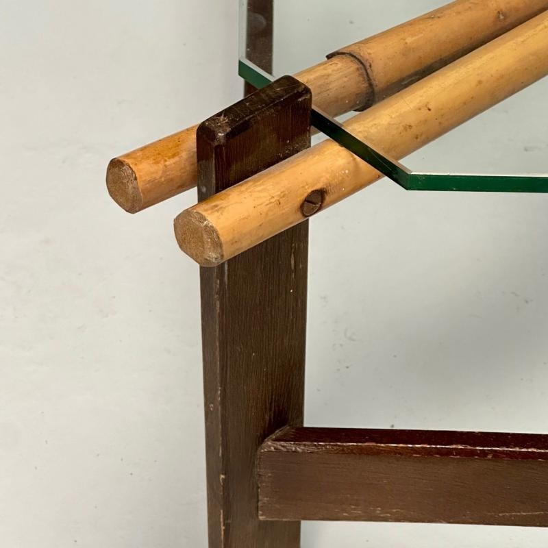 ISA, Italian Mid-Century Modern, Square Coffee Table, Wood, Bamboo, Cane, 1980s - 7