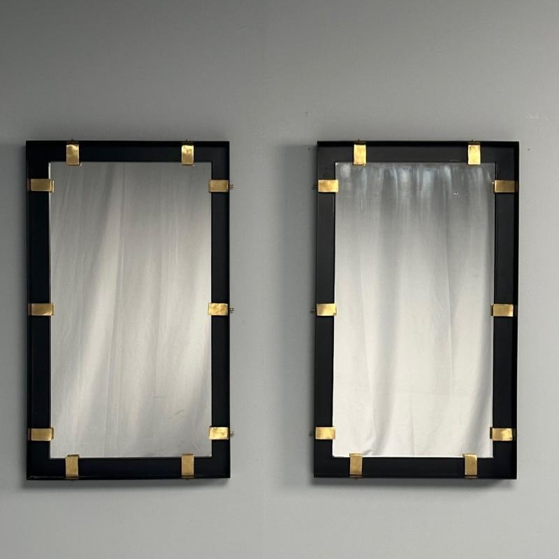 Contemporary, Industrial Modern Rectangular Wall Mirrors, Steel, Brass, 2020s - 2