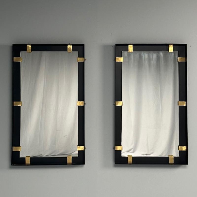 Contemporary, Industrial Modern Rectangular Wall Mirrors, Steel, Brass, 2020s - 4