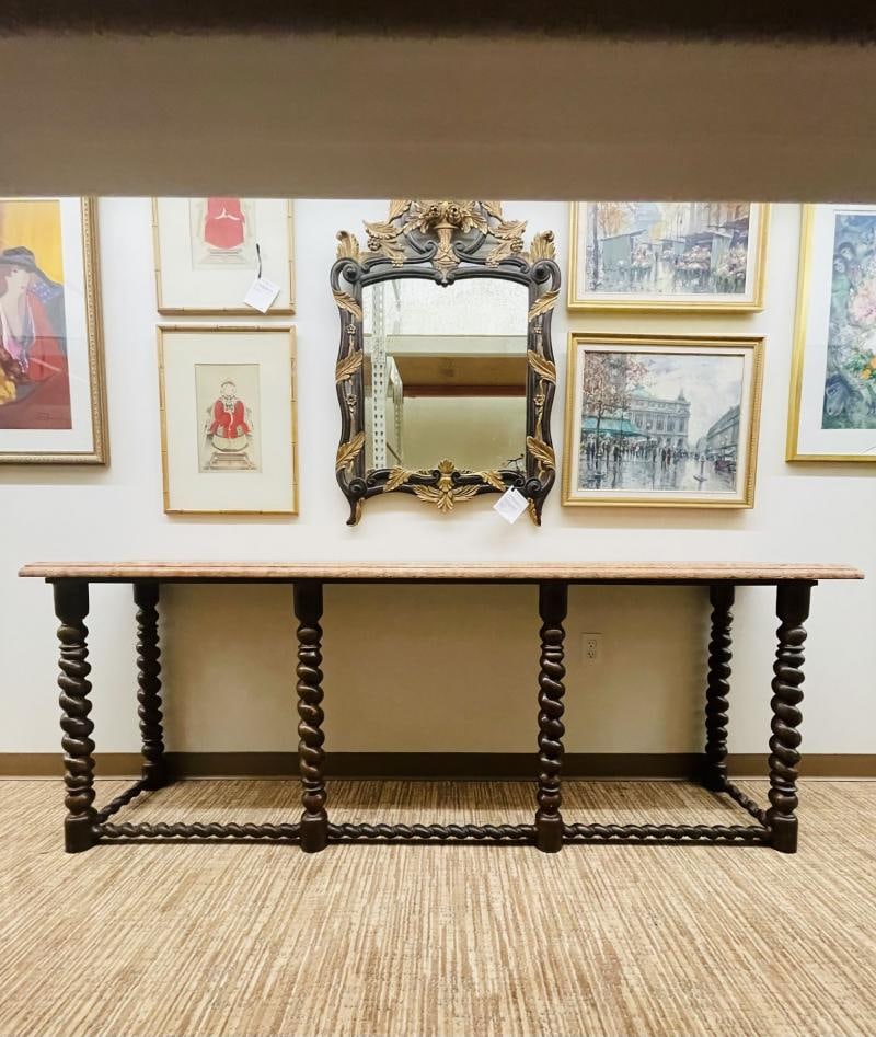 Baroque, Barley Twist Console Table, Tortoise, Marble, Bronze, 19th Century - 4