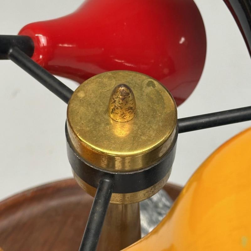 Italian Mid-Century Modern, Table Lamp, Enameled Shades, Patinated Brass, 1960s - 7