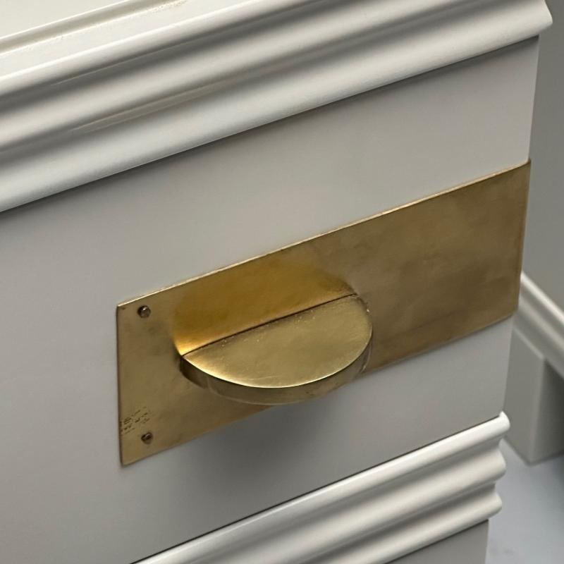 Tommi Parzinger Style, Mid-Century Modern, Cabinets, White Paint, Bronze - 7