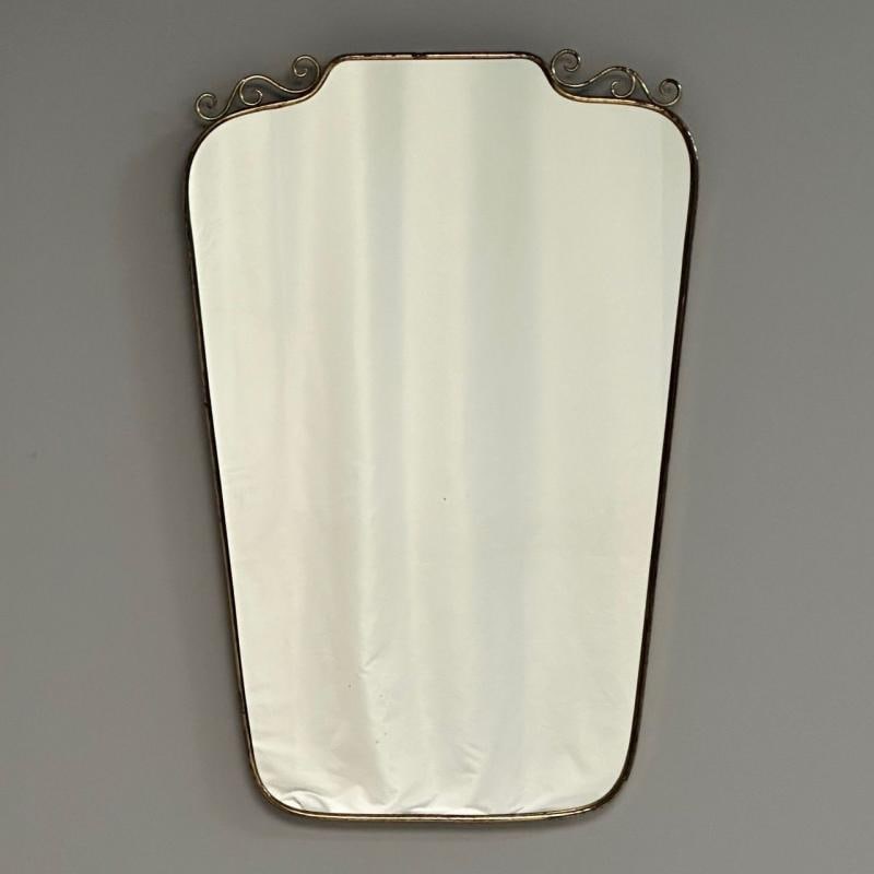 Gio Ponti Attr, Italian Mid-Century Modern, Wall Mirror, Patinated Brass, 1950s - 2