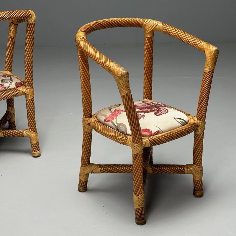 Italian Mid-Century Modern, Occasional Chairs, Wicker, Cane, Bamboo, 1980s - 5