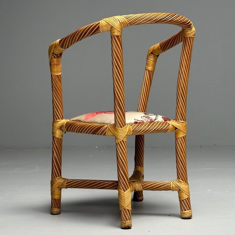 Italian Mid-Century Modern, Occasional Chairs, Wicker, Cane, Bamboo, 1980s - 7