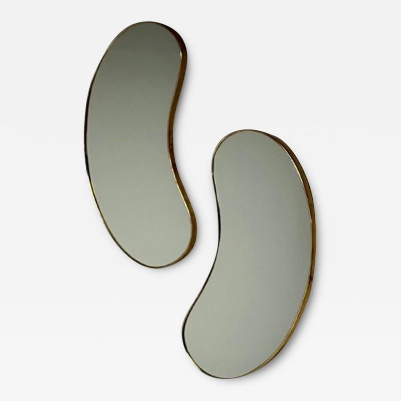 Italian Mid-Century Modern, Wall Mirrors, Organic Form, Brass, Italy, 1950s (1 of 11)