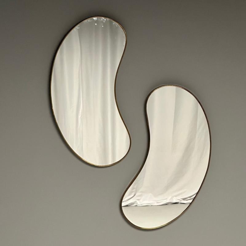 Italian Mid-Century Modern, Wall Mirrors, Organic Form, Brass, Italy, 1950s - 2