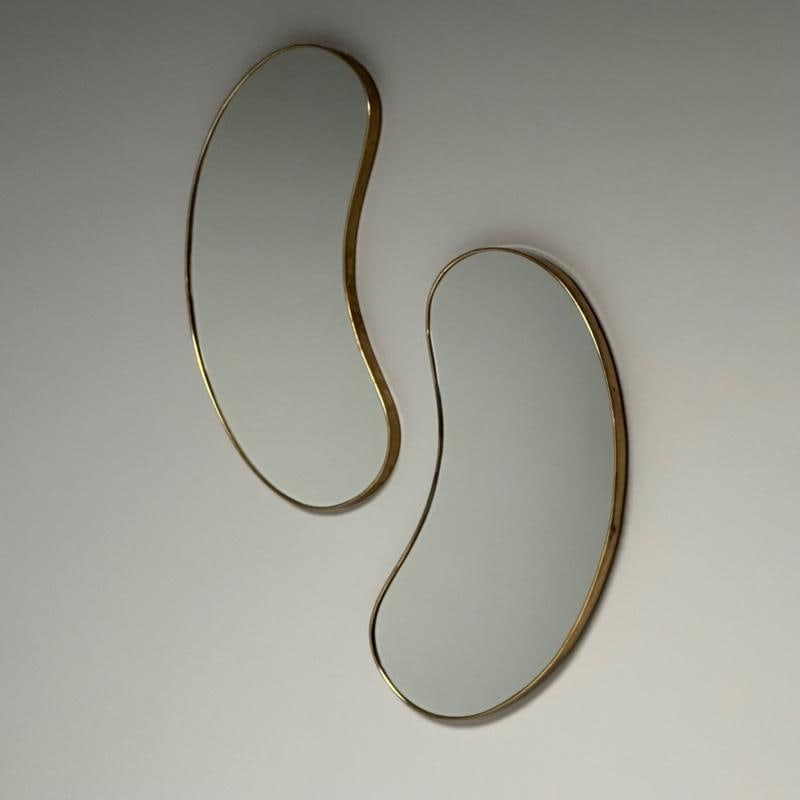 Italian Mid-Century Modern, Wall Mirrors, Organic Form, Brass, Italy, 1950s - 3