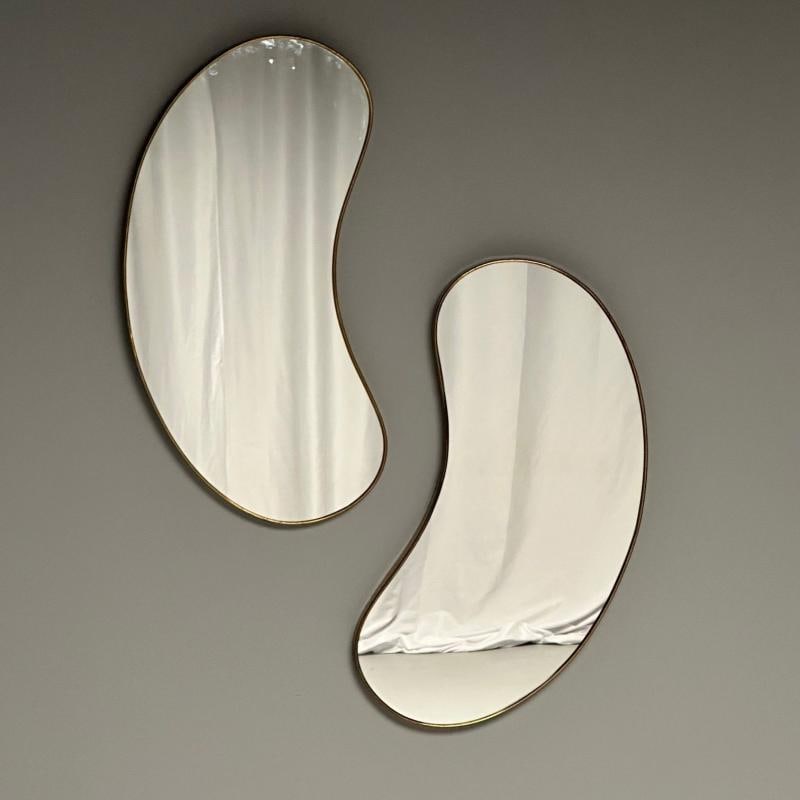 Italian Mid-Century Modern, Wall Mirrors, Organic Form, Brass, Italy, 1950s - 4