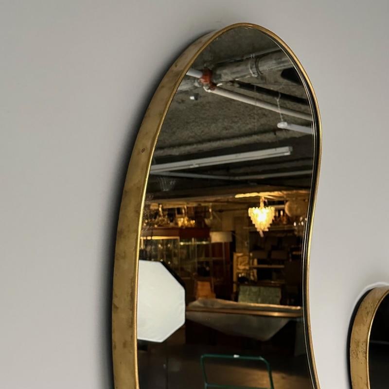 Italian Mid-Century Modern, Wall Mirrors, Organic Form, Brass, Italy, 1950s - 7