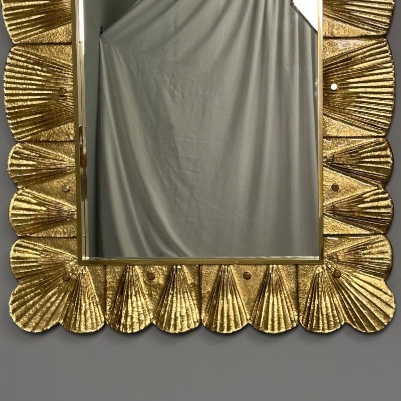 Modern, Italian Wall Mirrors, Scallop Motif, Murano Glass, Gold Gilt - 9