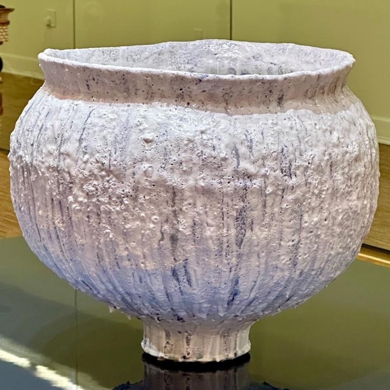 Jon Tierney, Contemporary, Large Modern Moon Jar, Glazed Ceramic, White and Blue - 2
