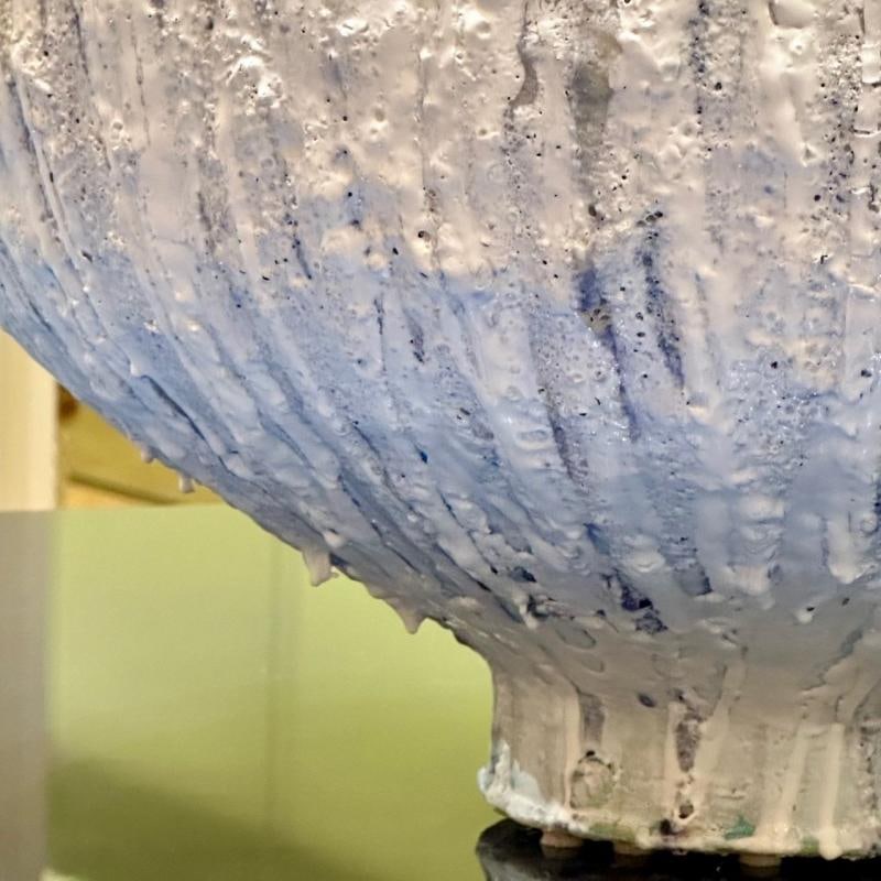 Jon Tierney, Contemporary, Large Modern Moon Jar, Glazed Ceramic, White and Blue - 7