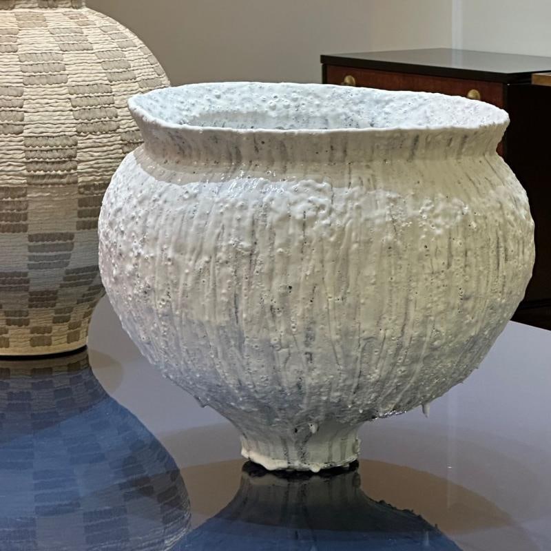 Jon Tierney, Contemporary, Large Modern Moon Jar, Glazed Ceramic, White and Blue - 4