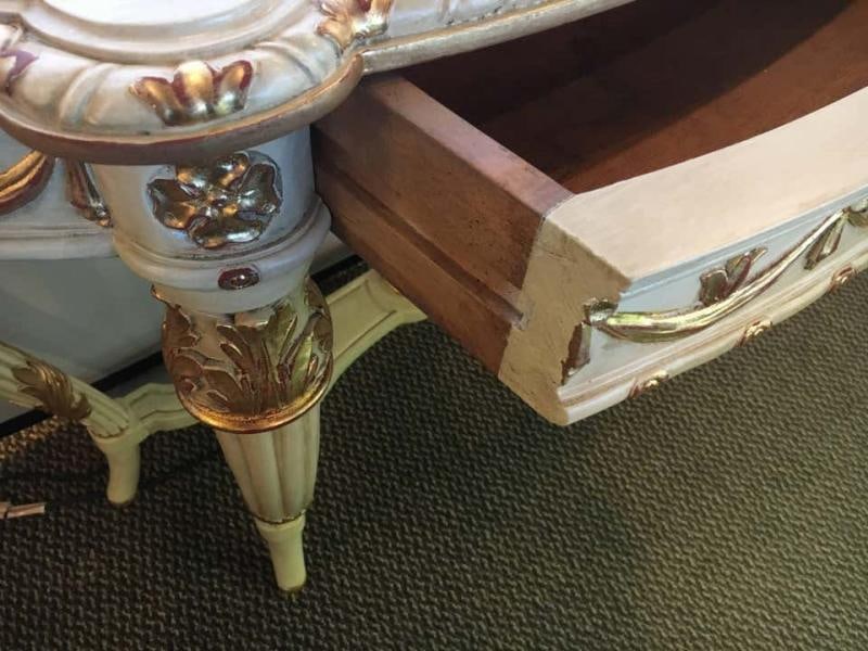 Demilune Console Or Serving Table French Maison Jansen Ribbon Form Marble top - 2