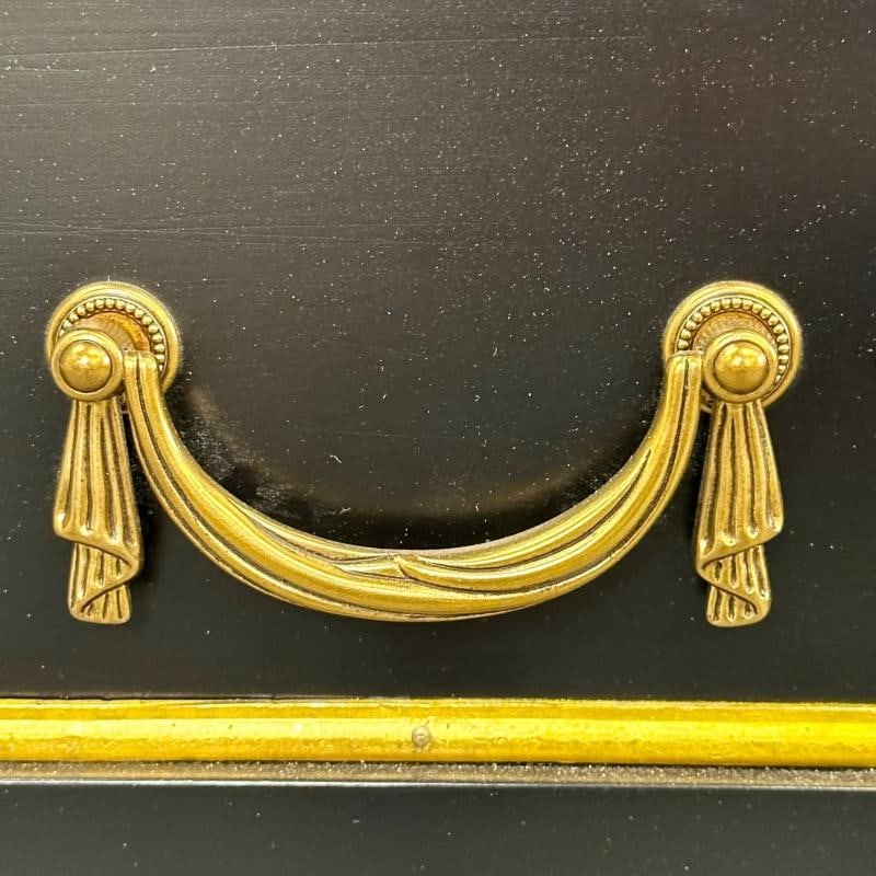 Louis XVI Style, Hollywood Regency, Commodes, Black Painted Wood, Bronze, Marble - 7