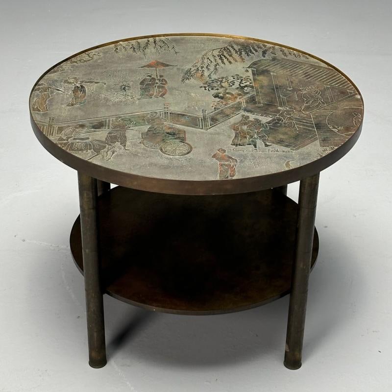 Philip & Kelvin LaVerne, Mid-Century Modern, Tao Shelf, Tall Side Table, Bronze - 2