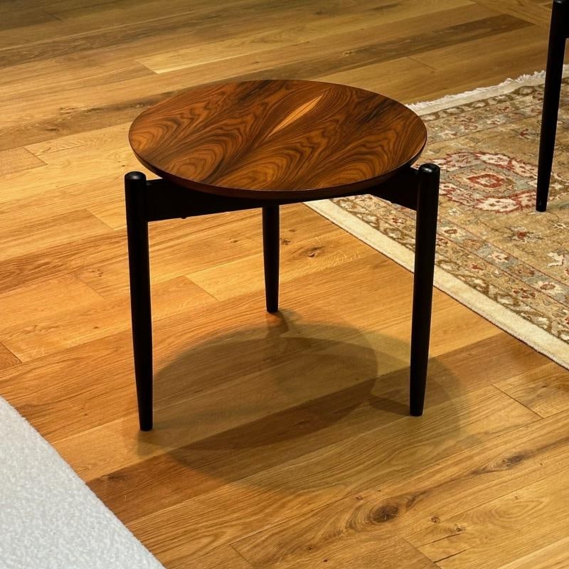 American Mid-Century Modern, Tripod Side Tables, Rosewood Veneer, Painted Wood - 4