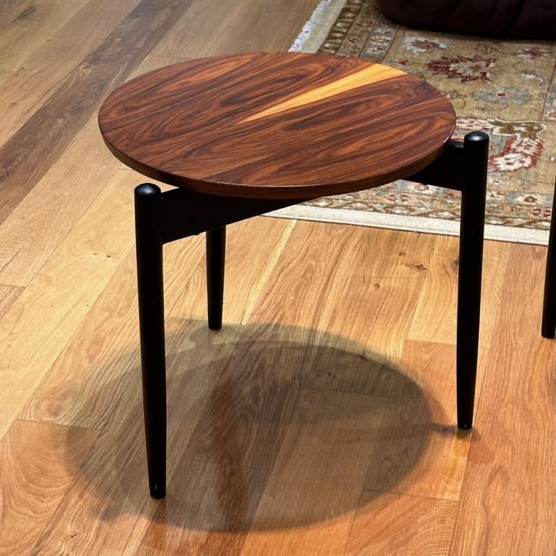 American Mid-Century Modern, Tripod Side Tables, Rosewood Veneer, Painted Wood - 7
