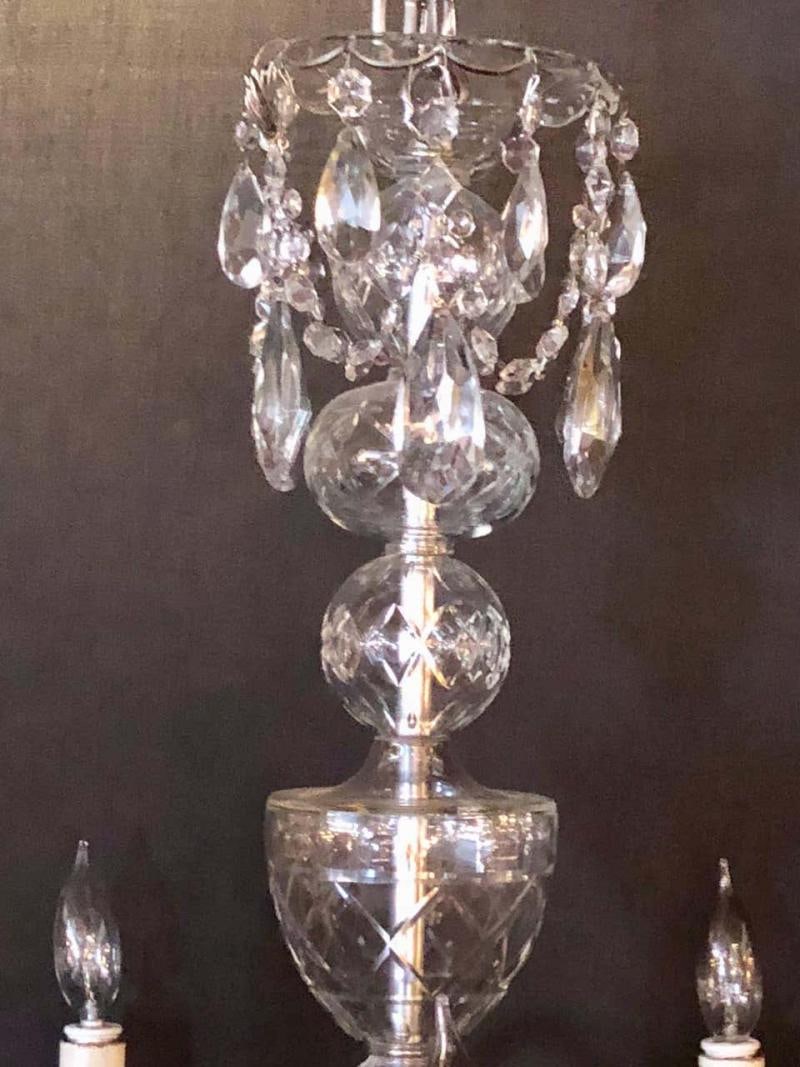 Fine Cut Crystal Georgian Chandelier with Large Pendants - 2