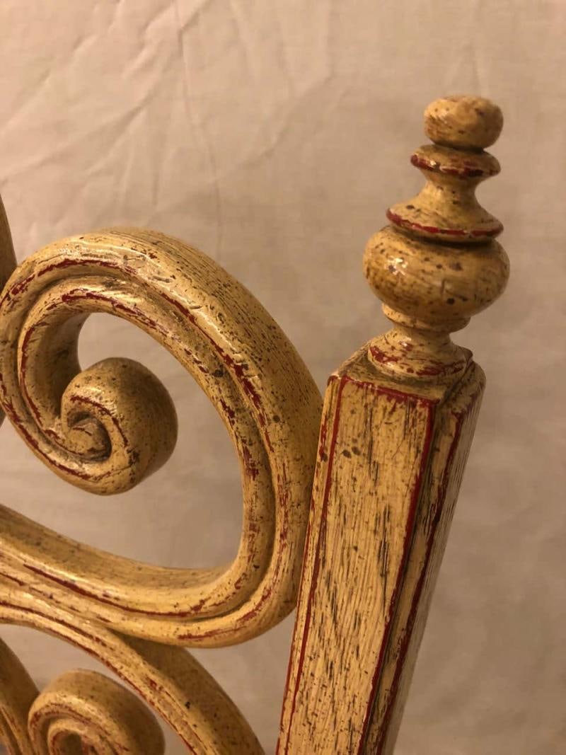 Set of Eight Hollywood Regency Style Louis Pistono Distressed Dining Chairs - 11