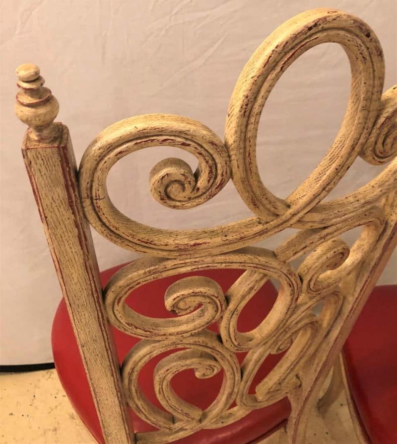 Set of Eight Hollywood Regency Style Louis Pistono Distressed Dining Chairs - 4