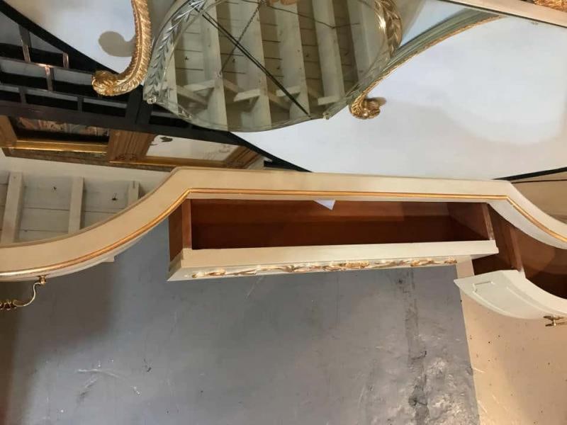 Hollywood Regency Grosfeld House Parcel Paint and Gilt Decorated Vanity or Desk - 7