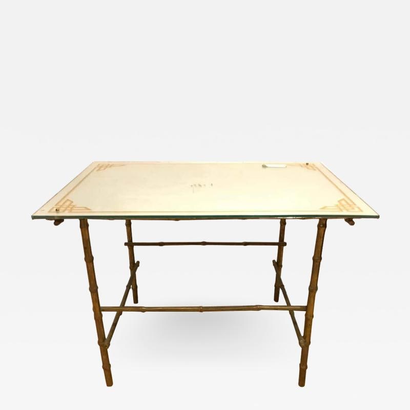 Hollywood Regency Bronze Based Églomisé Top Coffee Table (1 of 9)