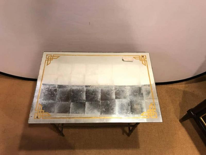 Hollywood Regency Bronze Based Églomisé Top Coffee Table - 2