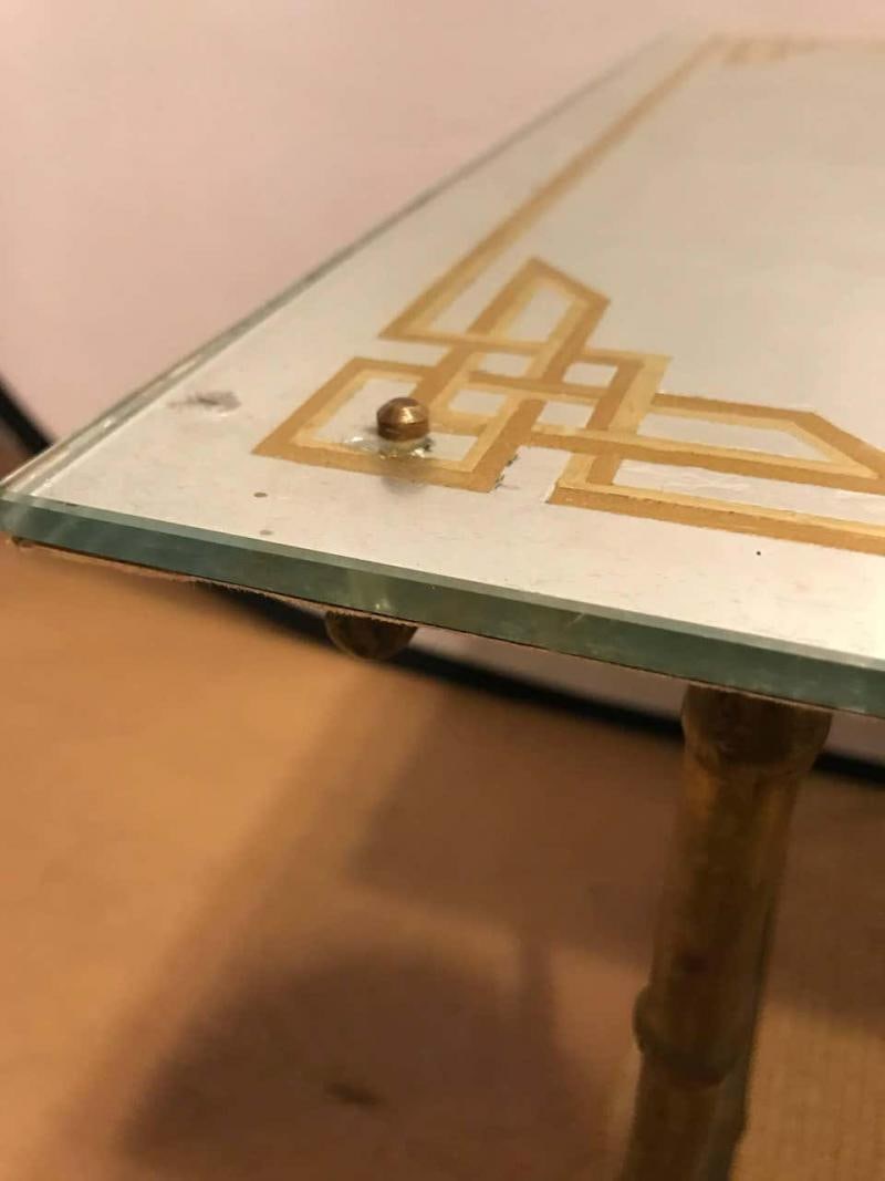 Hollywood Regency Bronze Based Églomisé Top Coffee Table - 7