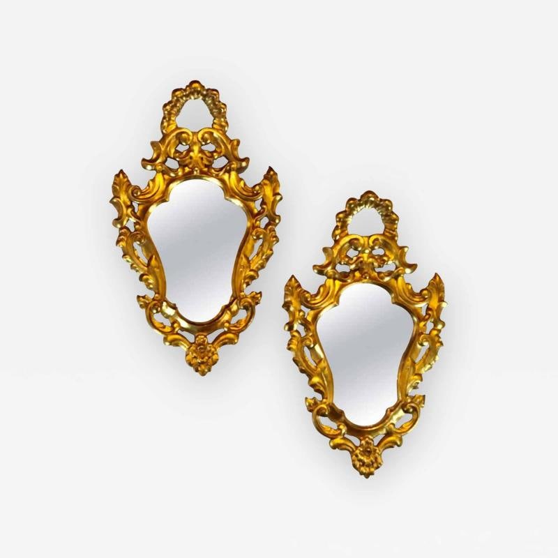 Pair of Small Giltwood Italian Rococo Style Wall Mirrors (1 of 10)