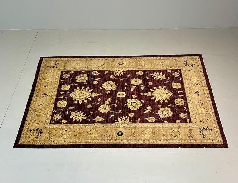 Indian, Wool Carpet, Burgundy and Beige, 21st Century - 2
