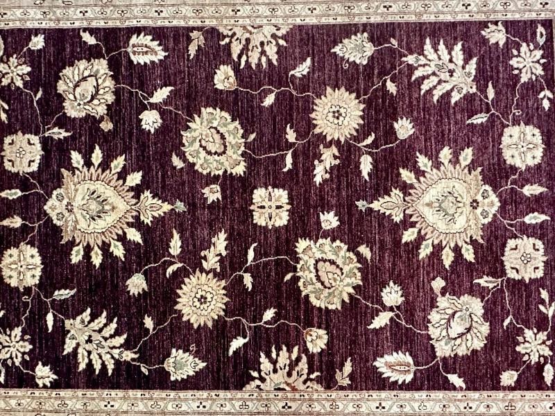 Indian, Wool Carpet, Burgundy and Beige, 21st Century - 5