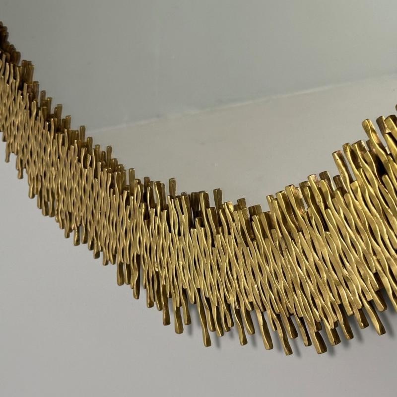 Hollywood Regency Style, Brutalist Modern, Round Wall Mirrors, Brass Star Motif - 7