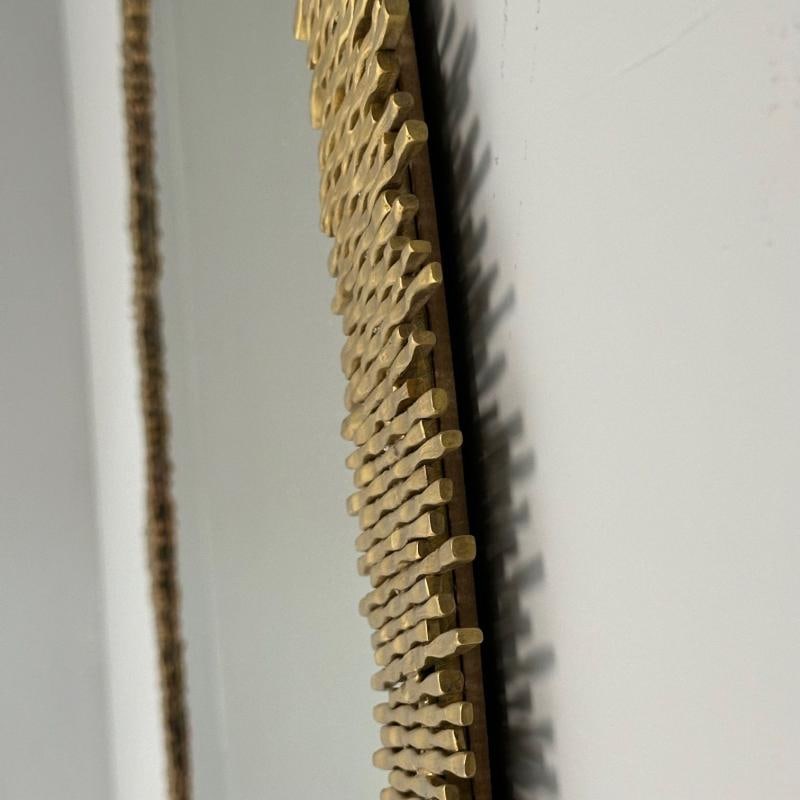 Hollywood Regency Style, Brutalist Modern, Round Wall Mirrors, Brass Star Motif - 8