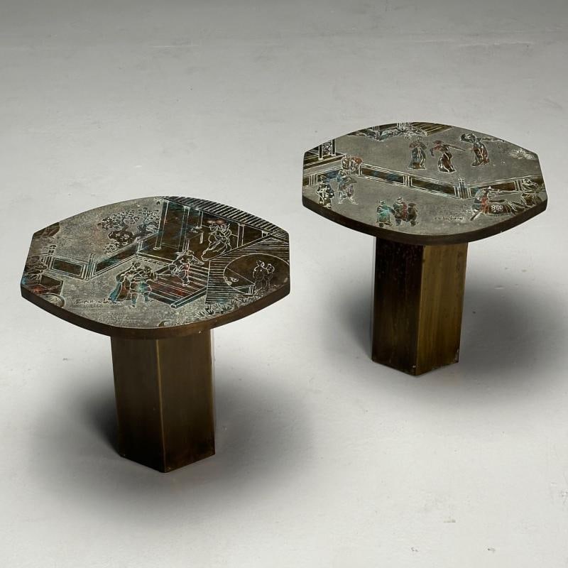 Philip and Kelvin LaVerne, Mid-Century Modern, Tao Side Tables, Bronze, 1960s - 3