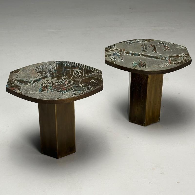 Philip and Kelvin LaVerne, Mid-Century Modern, Tao Side Tables, Bronze, 1960s - 7