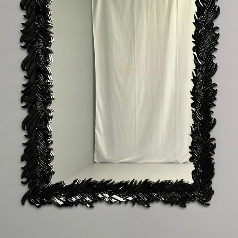 Serge Roche Style, Modern, Rectangular Leaf Wall Mirrors, Black Lacquer - 7