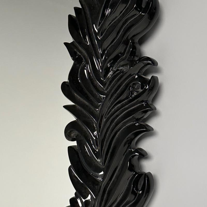 Serge Roche Style, Modern, Rectangular Leaf Wall Mirrors, Black Lacquer - 9