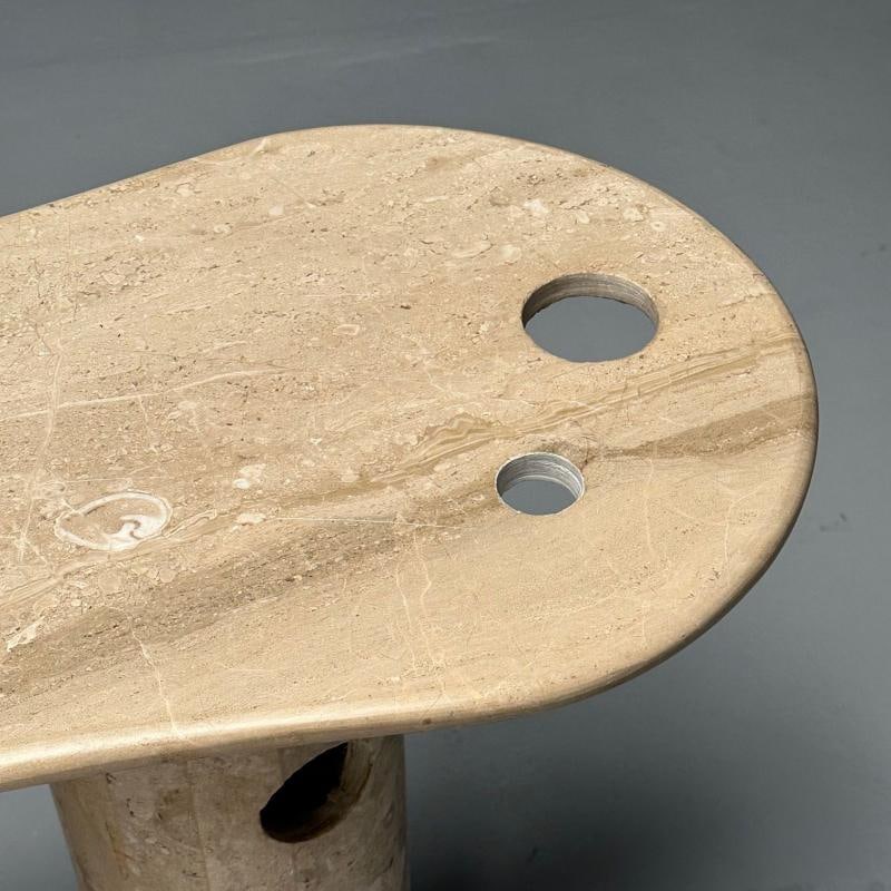 Contemporary, Organic Modern, Console Table, Double Pedestal, Beige Marble - 7