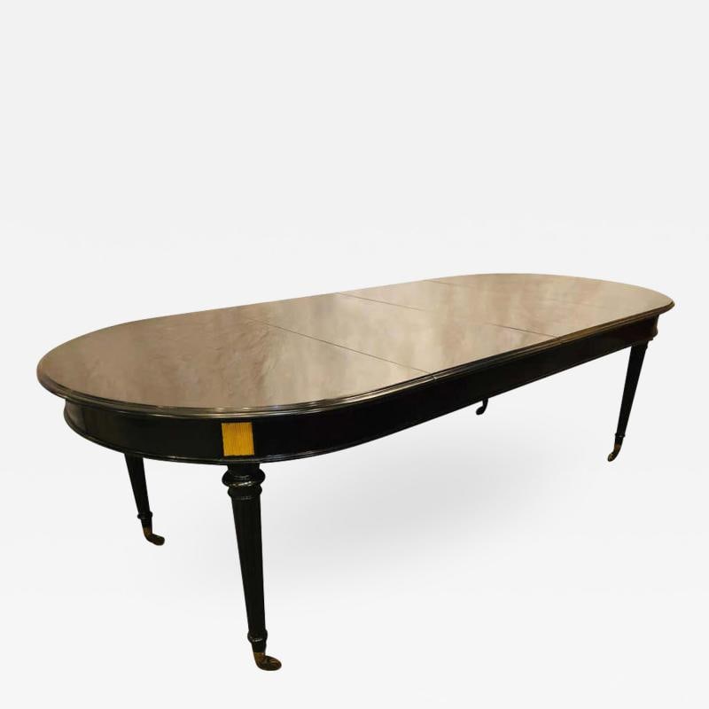 Ebony Lacquered Hollywood Regency Louis XVI Style Crank Dining Table M. Jansen (1 of 11)