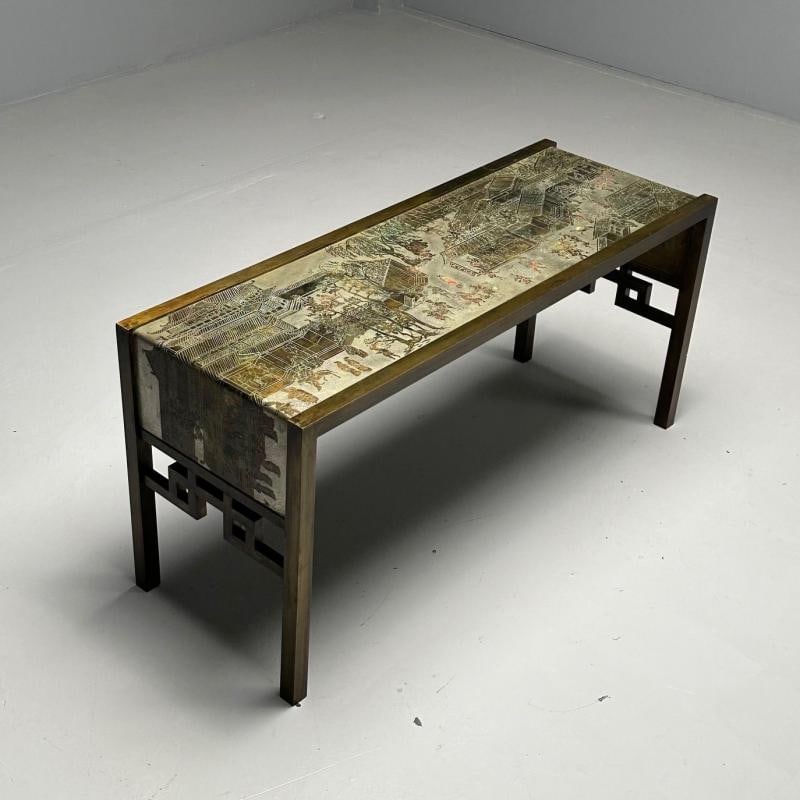 Philip & Kelvin LaVerne Mid-Century Modern Spring Festival Console Table, Bronze - 2