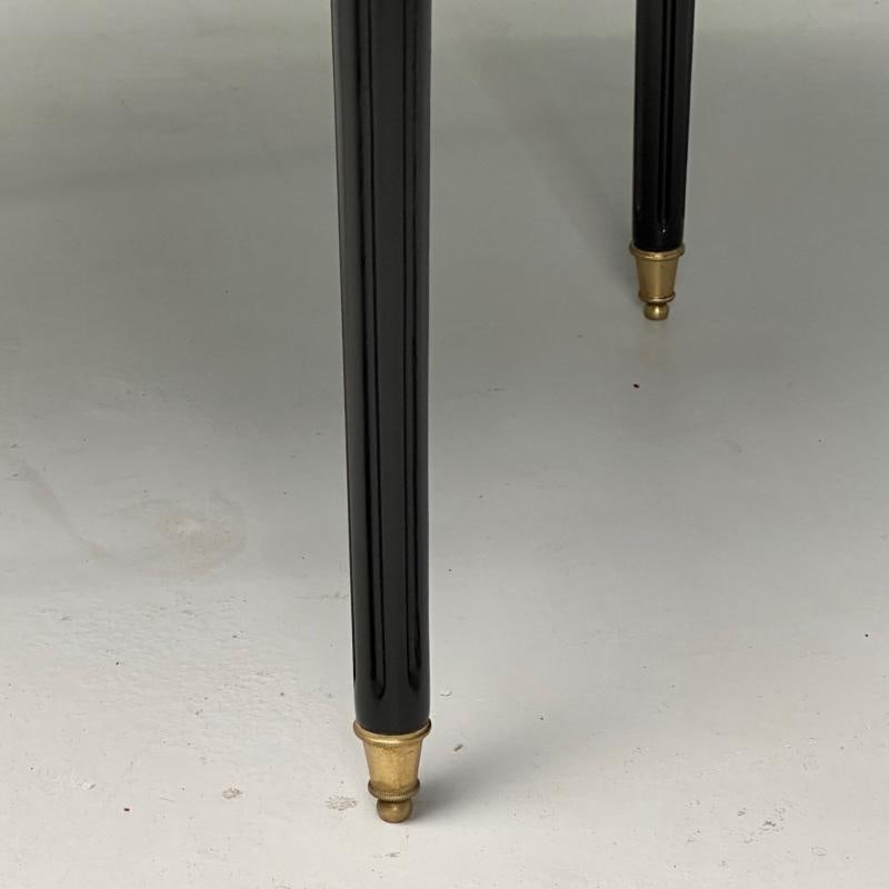 Hollywood Regency, Louis XVI Style, Bouiliotte End Tables, Black Paint, Bronze - 12