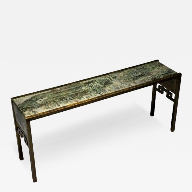 Philip & Kelvin LaVerne, Large Spring Festival Console Table, Bronze, 1960s (1 of 12)