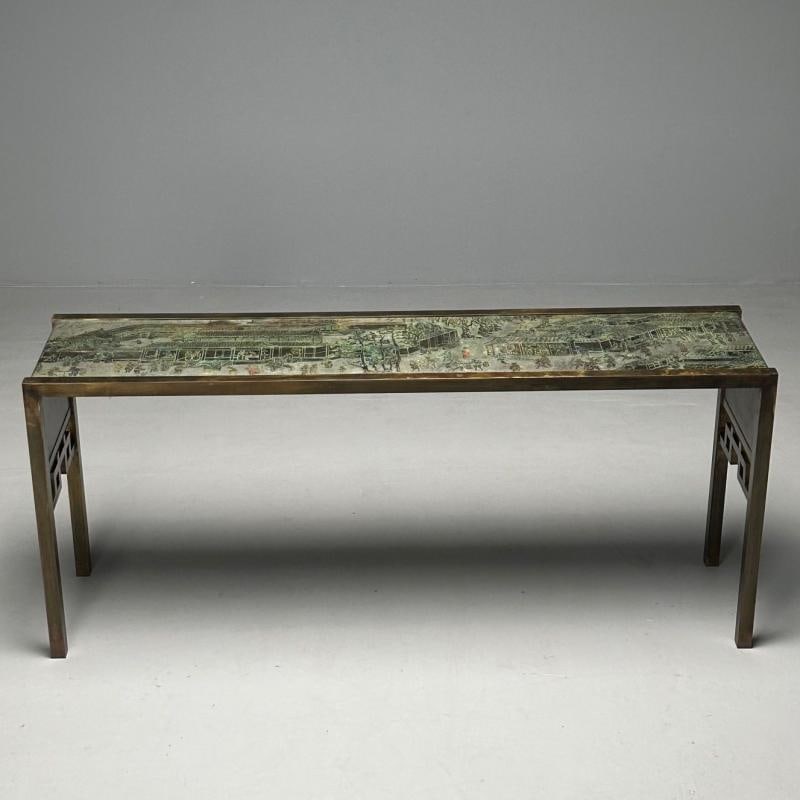 Philip & Kelvin LaVerne, Large Spring Festival Console Table, Bronze, 1960s - 6