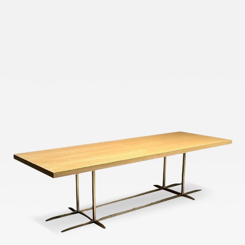 Contemporary, Modern Rectangular Dining Table, Ashwood Veneer, Gilt Metal (1 of 12)