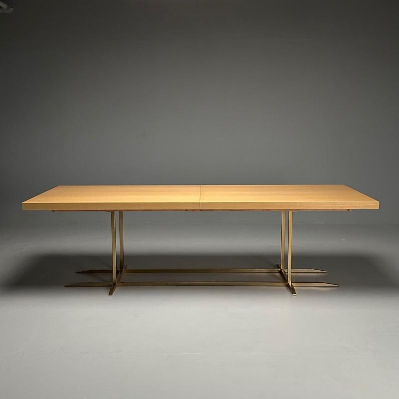 Contemporary, Modern Rectangular Dining Table, Ashwood Veneer, Gilt Metal - 2
