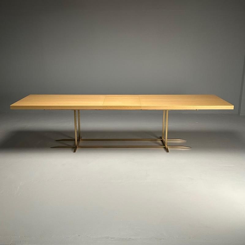 Contemporary, Modern Rectangular Dining Table, Ashwood Veneer, Gilt Metal - 7
