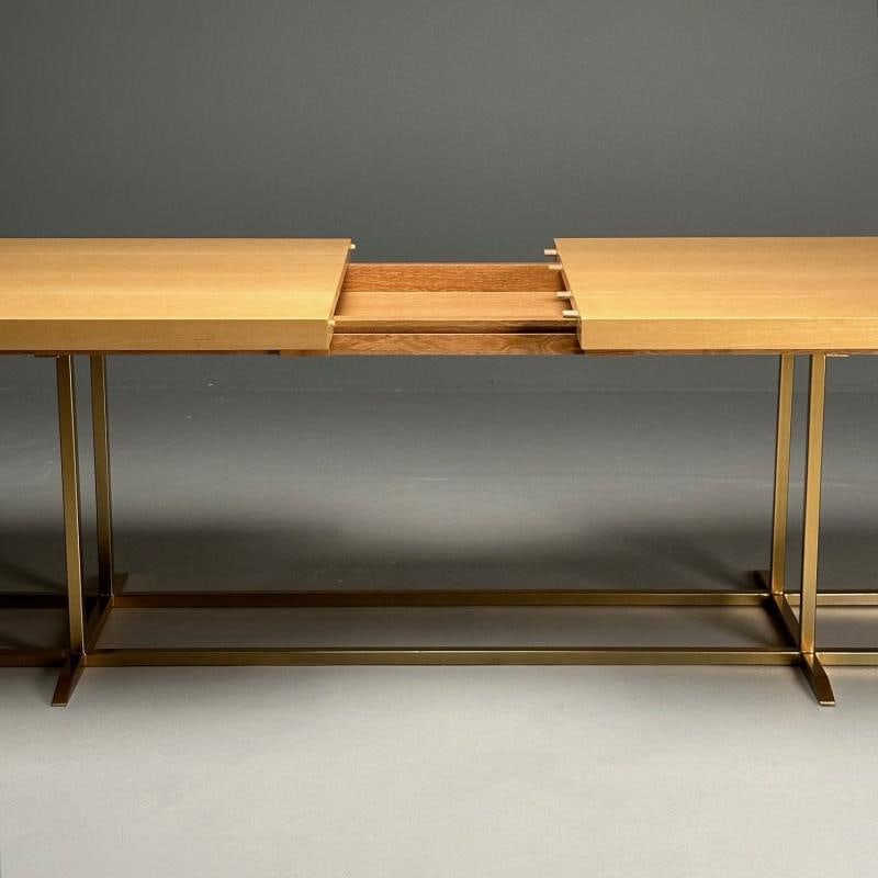 Contemporary, Modern Rectangular Dining Table, Ashwood Veneer, Gilt Metal - 9